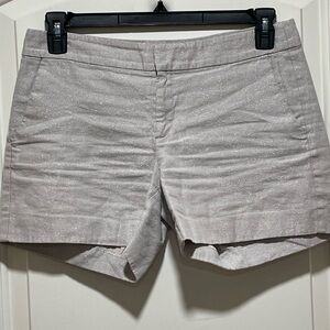 Y2K Shimmer! Banana Republic Metallic Clean Grey Crystal Sz 8 4.5” Chino Shorts
